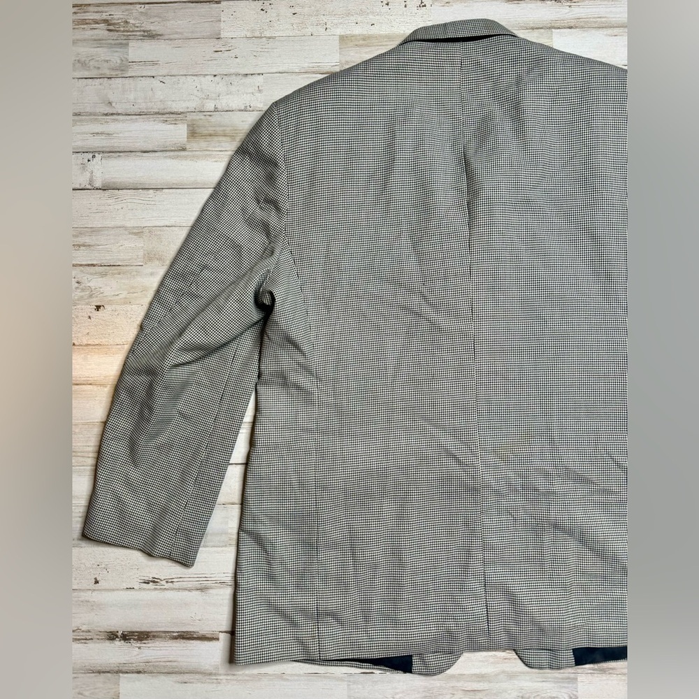 Haggar Imperial Houndstooth Blazer Jacket Worsten Wool Blend 48L Gray - Picture 8 of 11